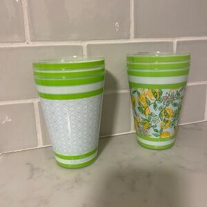 Lilly Pulitzer Green and Lemon Patterned Tumblers